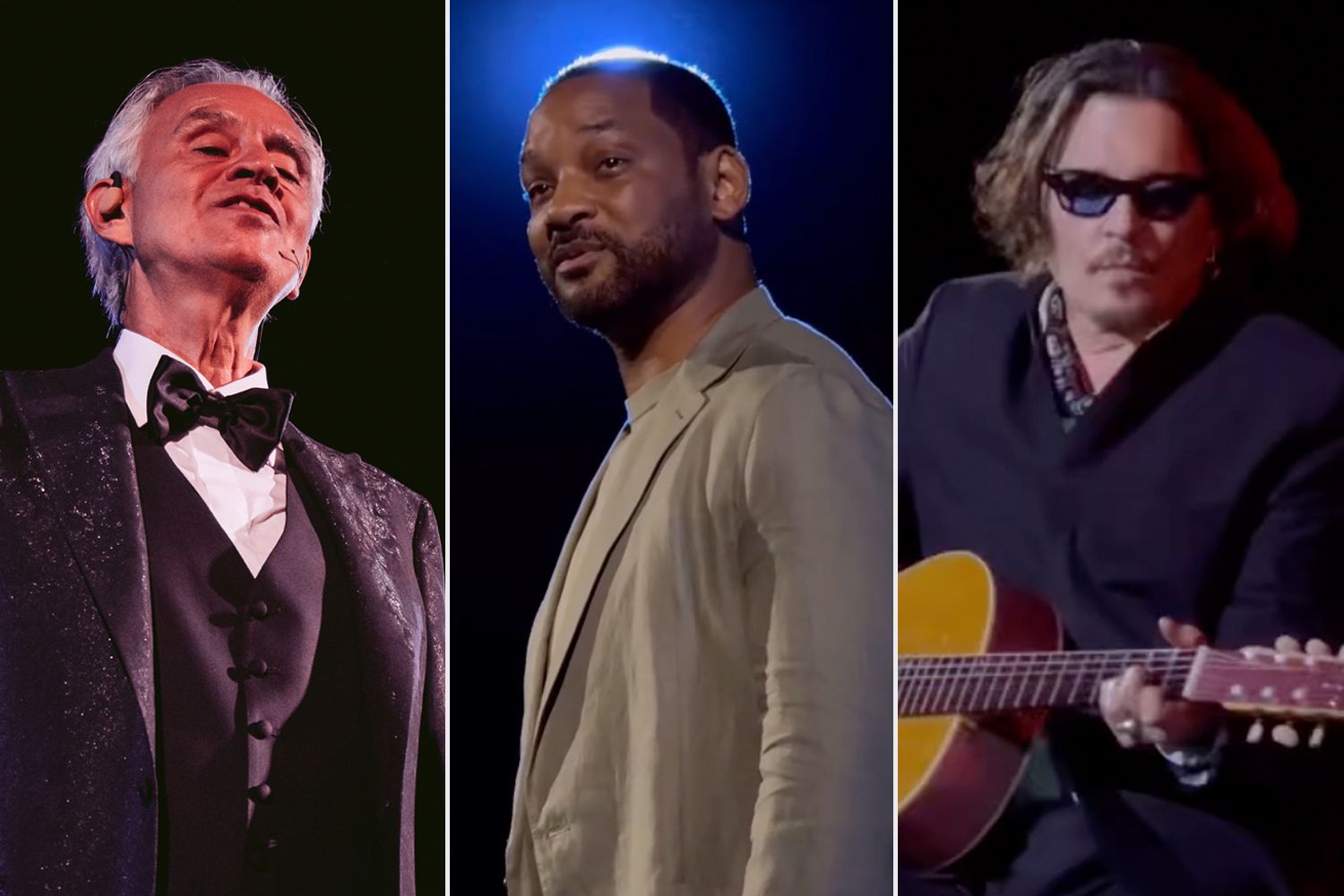 Will Smith and Jonny Depp perform at Andrea Bocelli 30th Anniversary Celebration