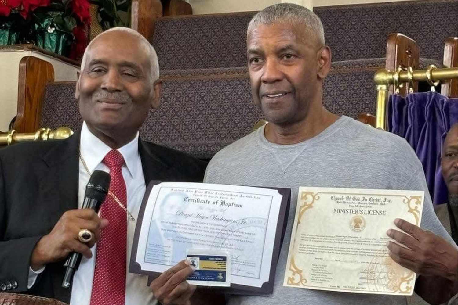 Denzel Washington Baptized, Receives Minister's License