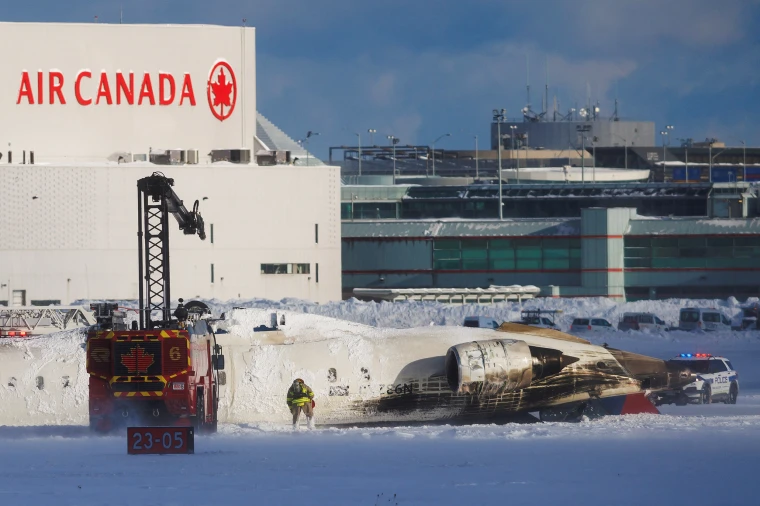 Plane Overturns at Toronto Pearson Airport